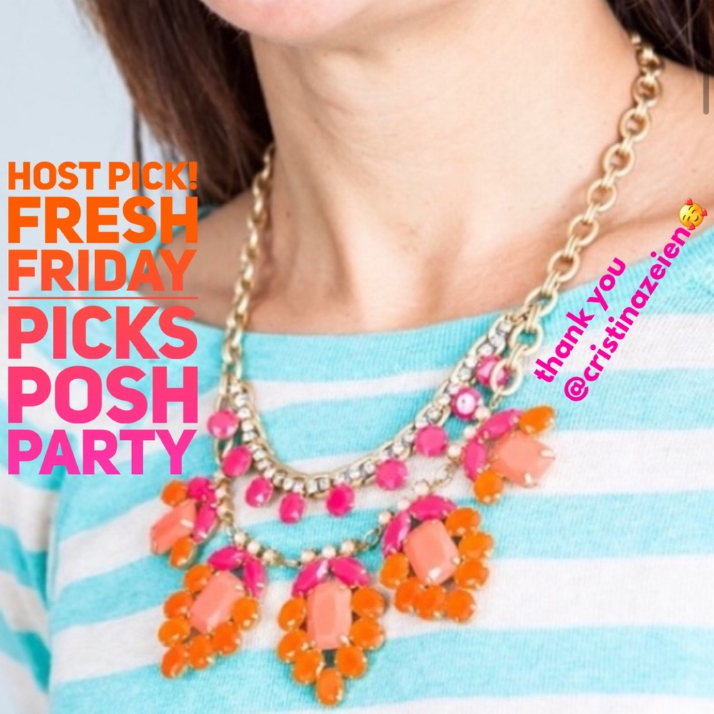 Stella & Dot | Spring Awakening Hot Pink & Vibrant Orange Statement Neck… - Picture 2 of 12